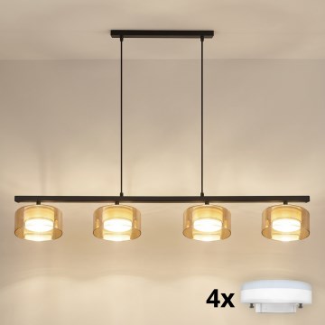 Brilagi - LED Lámpara colgante con cable AURA LUX 4xGX53/30W/230V negro/dorado