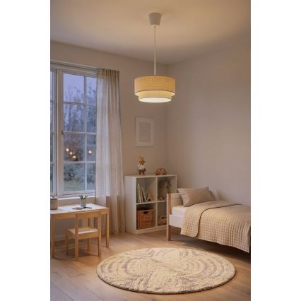Brilagi - Lámpara colgante LED BOHO BOBO con cable 1xE27/60W/230V Ø 40 cm lunares beige/crema