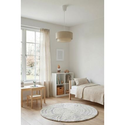 Brilagi - Lámpara colgante LED BOHO BOBO con cable 1xE27/60W/230V Ø 40 cm lunares beige/crema