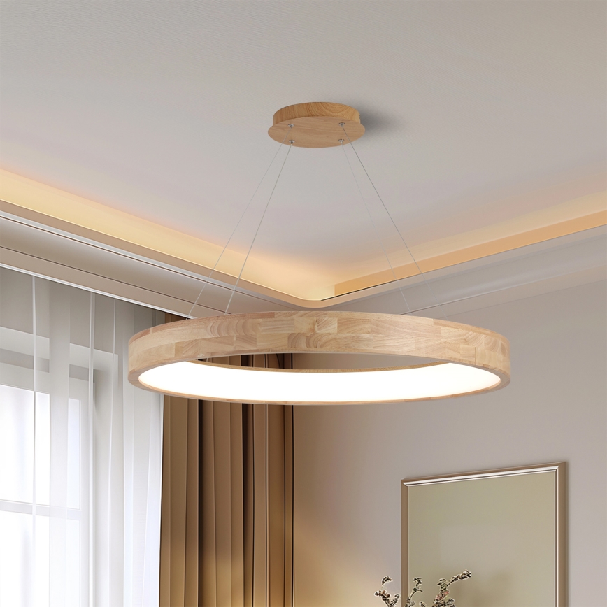 Brilagi - Lámpara colgante LED con cable FALCON WOOD LED/60W/230V 3000/4000/6000K Ø 80 cm madera
