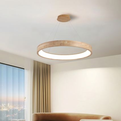 Brilagi - Lámpara colgante LED con cable FALCON WOOD LED/60W/230V 3000/4000/6000K Ø 80 cm madera