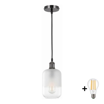 BRILAGI - LED lámpara colgante con cable RETRO GLASS 1xE27/60W/230V Ø 14 cm negro/blanco