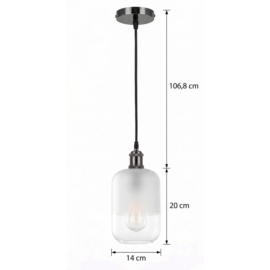 BRILAGI - LED lámpara colgante con cable RETRO GLASS 1xE27/60W/230V Ø 14 cm negro/blanco