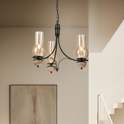 Brilagi - LED Lámpara colgante con cadena COTTAGE 3xE14/40W/230V haya/marrón