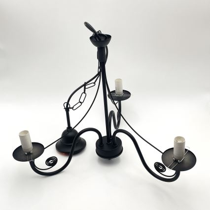 Brilagi - LED Lámpara colgante con cadena COTTAGE 3xE14/40W/230V negro/blanco
