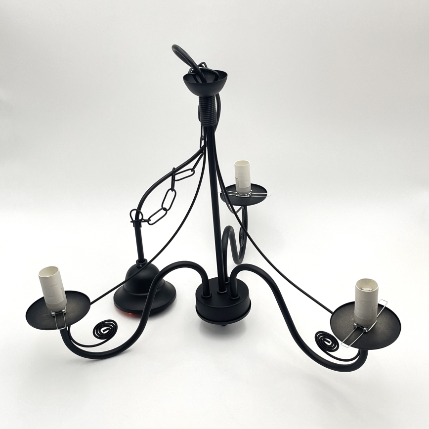 Brilagi - LED Lámpara colgante con cadena COTTAGE 3xE14/40W/230V negro/blanco