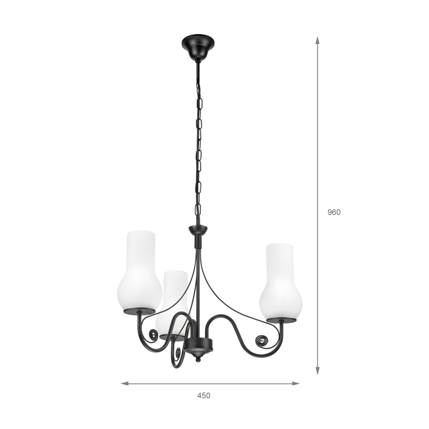 Brilagi - LED Lámpara colgante con cadena COTTAGE 3xE14/40W/230V negro/blanco