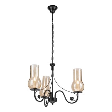Brilagi - LED Lámpara colgante con cadena COTTAGE 3xE14/40W/230V negro/marrón