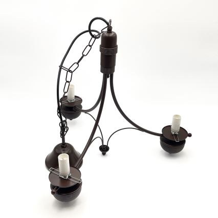 Brilagi - LED Lámpara colgante con cadena COTTAGE 3xE14/40W/230V roble/marrón
