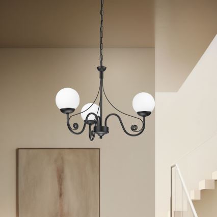 Brilagi - LED Lámpara colgante con cadena COTTAGE 3xG9/40W/230V negro/blanco