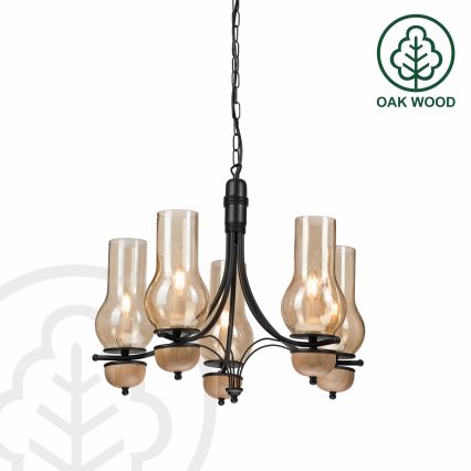 Brilagi - LED Lámpara colgante con cadena COTTAGE 5xE14/40W/230V haya/marrón