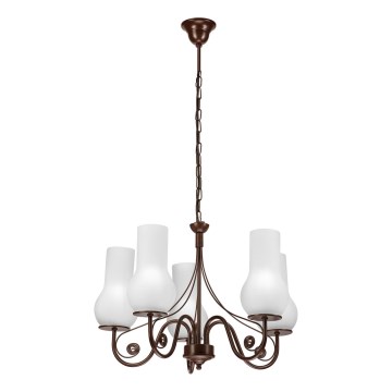 Brilagi - LED Lámpara colgante con cadena COTTAGE 5xE14/40W/230V marrón/blanco