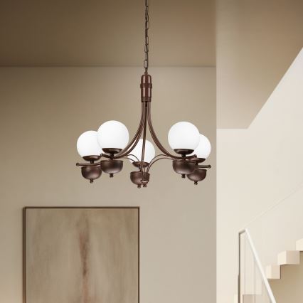 Brilagi - LED Lámpara colgante con cadena COTTAGE 5xG9/40W/230V roble/blanco