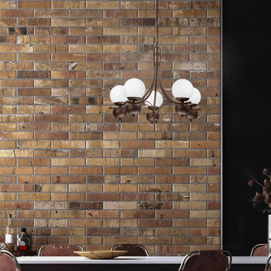 Brilagi - LED Lámpara colgante con cadena COTTAGE 5xG9/40W/230V roble/blanco