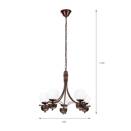 Brilagi - LED Lámpara colgante con cadena COTTAGE 5xG9/40W/230V roble/blanco