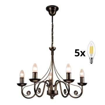 Brilagi - LED Lámpara colgante con cadena STEFANO 5xE14/40W/230V pátina negra