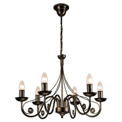 Brilagi - LED Lámpara colgante con cadena STEFANO 6xE14/40W/230V pátina negra