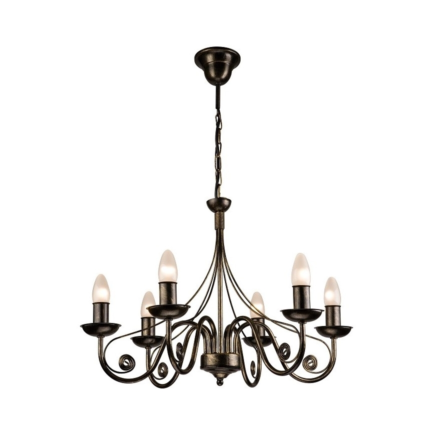 Brilagi - LED Lámpara colgante con cadena STEFANO 6xE14/40W/230V pátina negra