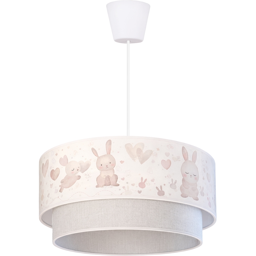 Brilagi - Lámpara colgante LED infantil BOBO 1xE27/60W/230V Ø 40 cm crema/gris/con conejitos