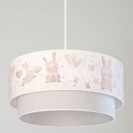 Brilagi - Lámpara colgante LED infantil BOBO 1xE27/60W/230V Ø 40 cm crema/gris/con conejitos
