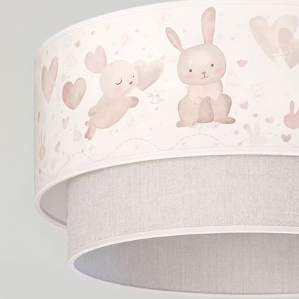 Brilagi - Lámpara colgante LED infantil BOBO 1xE27/60W/230V Ø 40 cm crema/gris/con conejitos