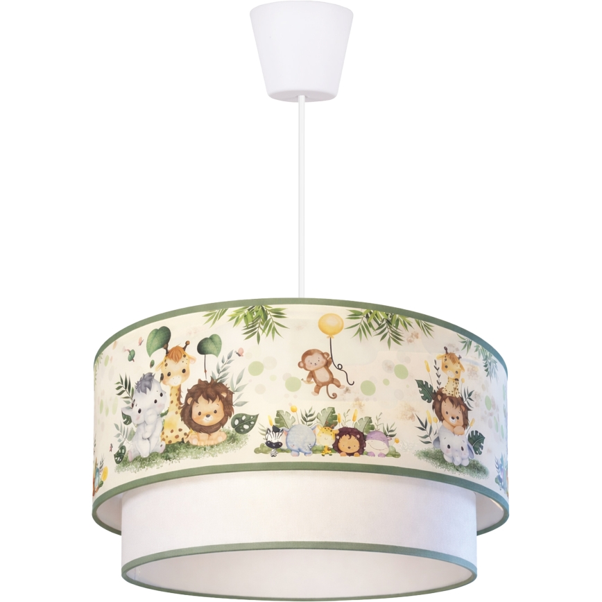 Brilagi - Lámpara colgante LED infantil BOBO 1xE27/60W/230V Ø 40 cm crema/verde/jungla