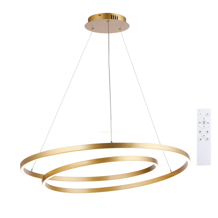 Brilagi - Lámpara colgante LED regulable suspendida por cable TWISTER LED/105W/230V 3000-6000K diámetro 100 cm dorado + mando a distancia
