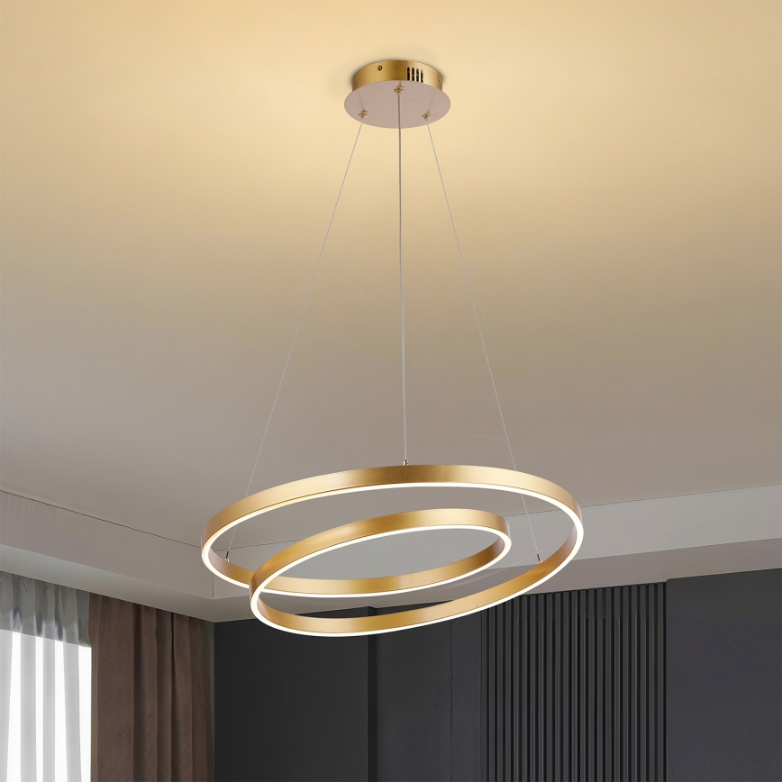 Brilagi - Lámpara colgante LED regulable en cable TWISTER LED/48W/230V 3000-6000K diámetro 50 cm color dorado + mando a distancia