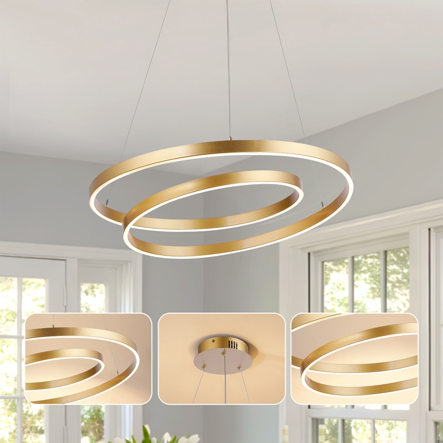 Brilagi - Lámpara colgante LED regulable en cable TWISTER LED/48W/230V 3000-6000K diámetro 50 cm color dorado + mando a distancia