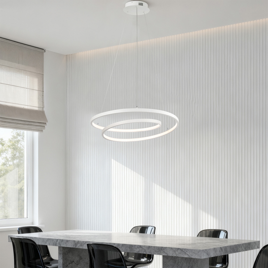 Brilagi - Lámpara colgante LED regulable TWISTER con cable de suspensión, 48 W, 230 V, 3000–6000 K, Ø 50 cm, blanca + mando a distancia