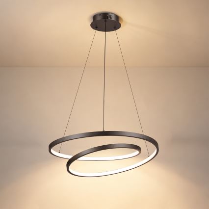 Brilagi - Lámpara colgante LED regulable suspendida por cable TWISTER LED/48W/230V 3000-6000K Ø 50 cm negra + control remoto