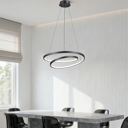 Brilagi - Lámpara colgante LED regulable suspendida por cable TWISTER LED/48W/230V 3000-6000K Ø 50 cm negra + control remoto