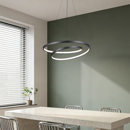 Brilagi - Lámpara colgante LED regulable suspendida por cable TWISTER LED/48W/230V 3000-6000K Ø 50 cm negra + control remoto
