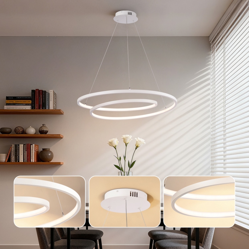 Brilagi - Lámpara colgante LED regulable con cable TWISTER LED/75W/230V 3000-6000K diámetro 70 cm blanca + mando a distancia