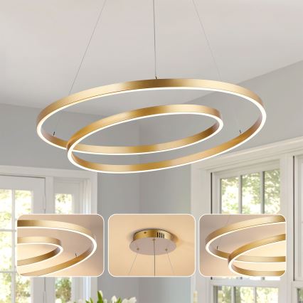 Brilagi - Lámpara colgante LED regulable TWISTER LED/75W/230V 3000-6000K Ø 70 cm dorado + mando a distancia
