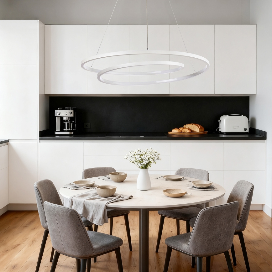 Brilagi - Lámpara colgante LED regulable TWISTER 105W/230V 3000-6000K Ø 100 cm blanca + control remoto