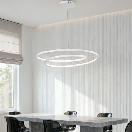 Brilagi - Lámpara colgante LED regulable TWISTER 105W/230V 3000-6000K Ø 100 cm blanca + control remoto