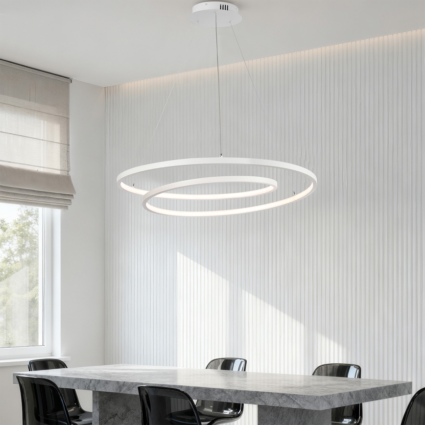 Brilagi - Lámpara colgante LED regulable TWISTER 105W/230V 3000-6000K Ø 100 cm blanca + control remoto