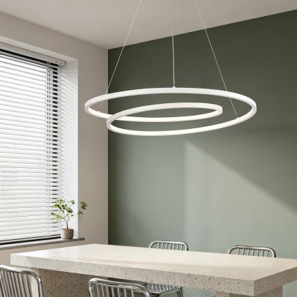 Brilagi - Lámpara colgante LED regulable TWISTER 105W/230V 3000-6000K Ø 100 cm blanca + control remoto