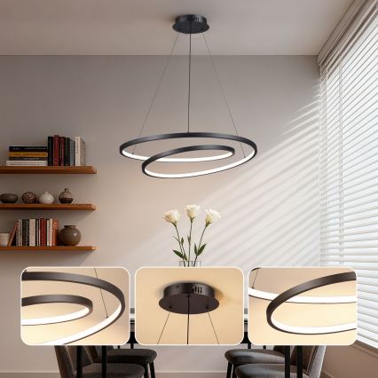 Brilagi - Lámpara colgante LED regulable en cable TWISTER LED/75W/230V 3000-6000K Ø 70 cm negra + mando a distancia