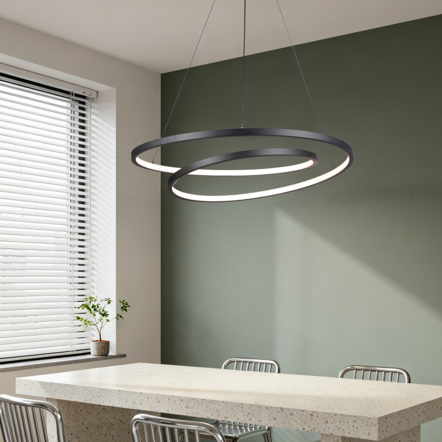 Brilagi - Lámpara colgante LED regulable en cable TWISTER LED/75W/230V 3000-6000K Ø 70 cm negra + mando a distancia