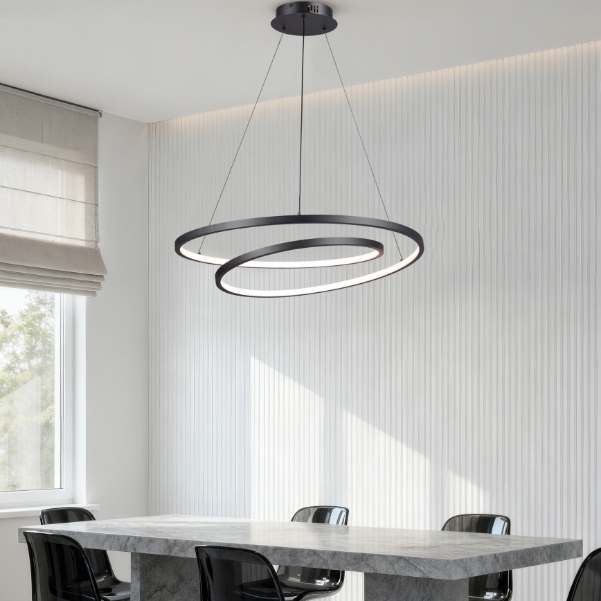 Brilagi - Lámpara colgante LED regulable en cable TWISTER LED/75W/230V 3000-6000K Ø 70 cm negra + mando a distancia