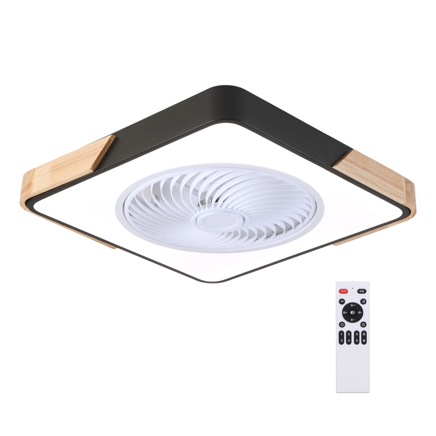 Brilagi - Lámpara de techo LED regulable con ventilador LED/30W/230V 3000-6500K negro/roble + mando a distancia