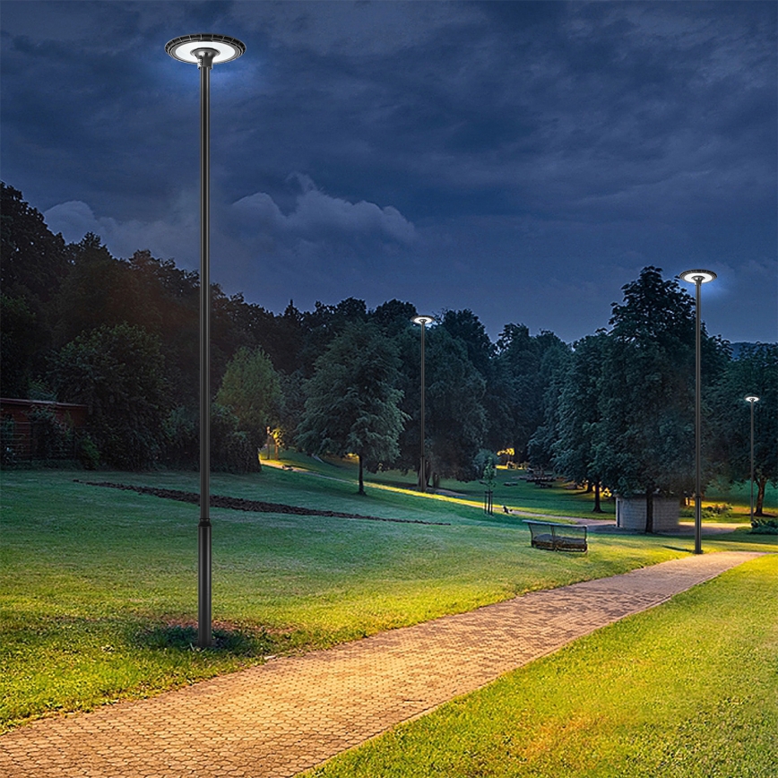 Brilagi - Lámpara LED de calle para exterior con poste de 5 m URBANSPARK LED/120W/230V negra IP65