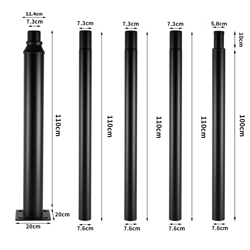 Brilagi - Lámpara LED de calle para exterior con poste de 5 m URBANSPARK LED/120W/230V negra IP65