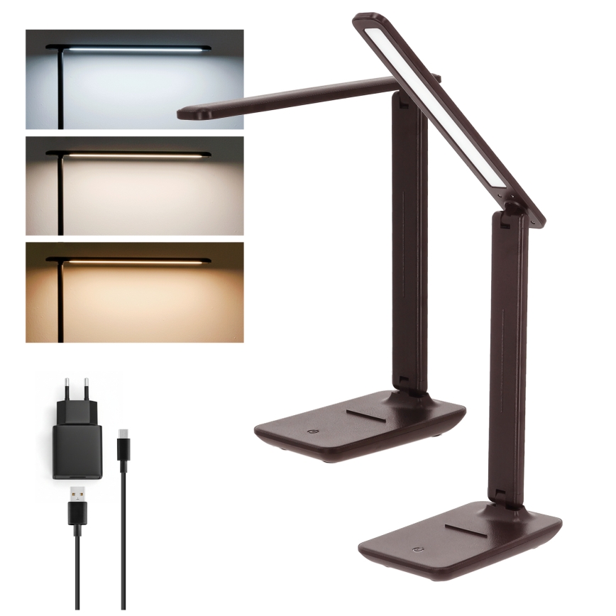 BRILAGI - Lámpara de mesa regulable MODO LED/7W/230V 3000/4000/6500K marrón