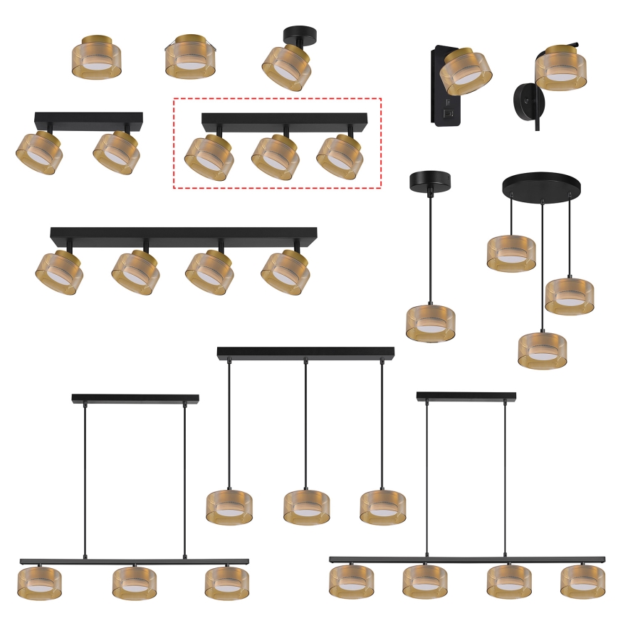 Brilagi - LED Lámpara de focos AURA LUX 3xGX53/30W/230V negro/dorado
