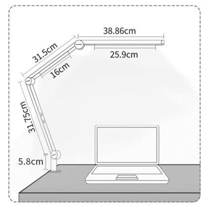 Brilagi - lámpara de sobremesa flexible VARIO LED regulable con control táctil, 12W/230V, 3000/4000/5000/6500K, CRI 92, blanca