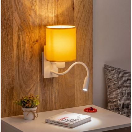 BRILAGI - Lámpara de pared flexible LED NUBILA 1xE27/25W/230V + LED/3W blanco/amarillo