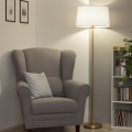 Brilagi - LED Lámpara de pie CERIA 1xE27/20W/230V Ø 45 cm blanco/dorado